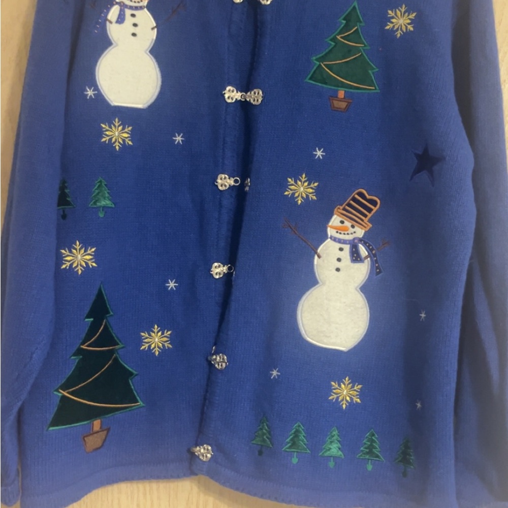 Festive Blue Snowman Cardigan